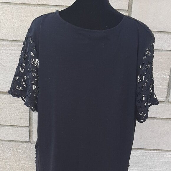 I.N.C Black Crocheted Black Top Size 1X - Picture 5 of 7